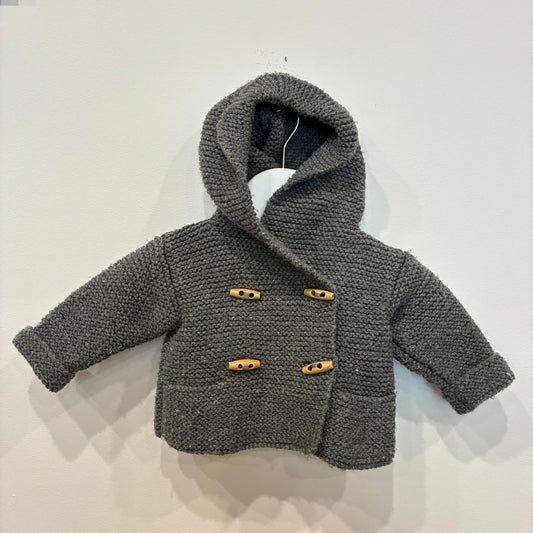 Knitted Grey Coat, 0-3m