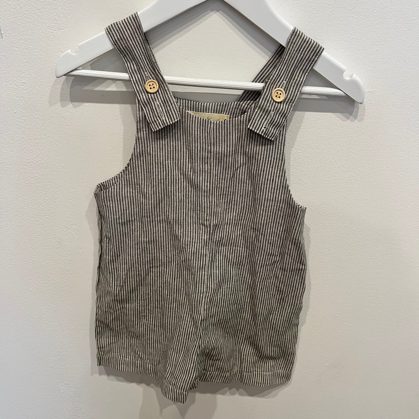ROMPER AND CO Striped Linen Overalls, size 2