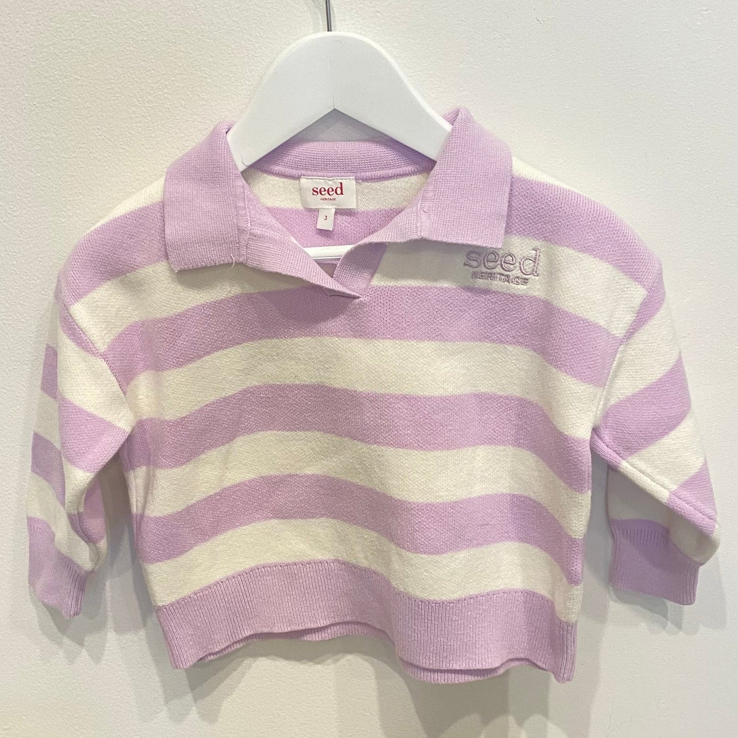 SEED Mauve/White Collared Sweatshirt, size 3