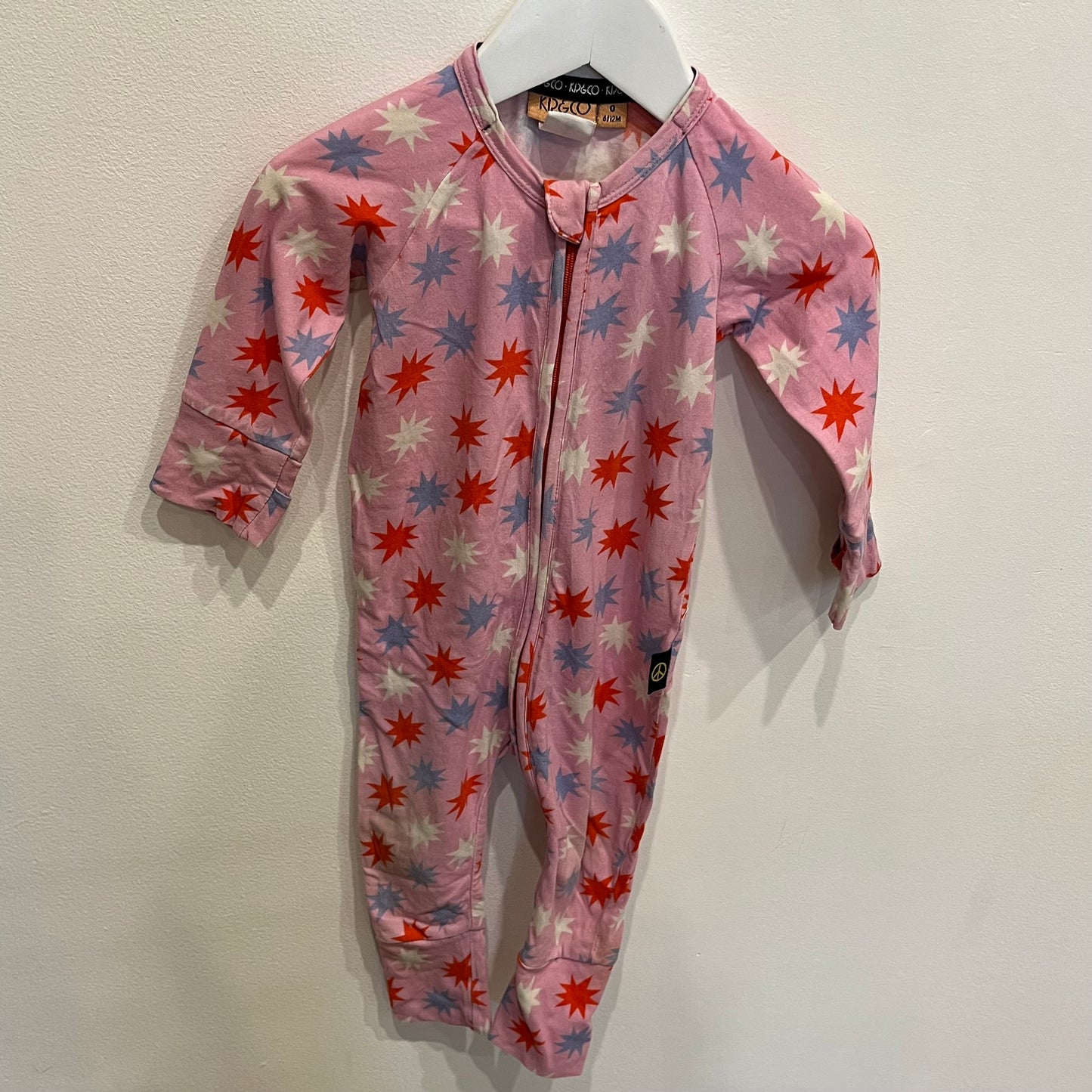 KIP & CO pink star onesie, size 6-12m