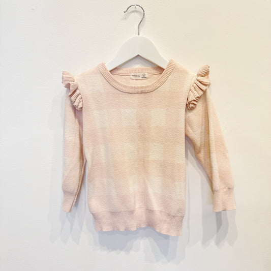 Miann & Co, Pink Check Jumper Size 4