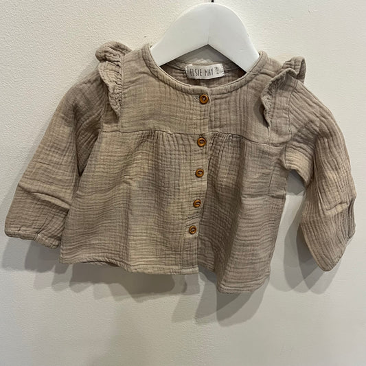 ELSIE MAY khaki top, size 6-12m