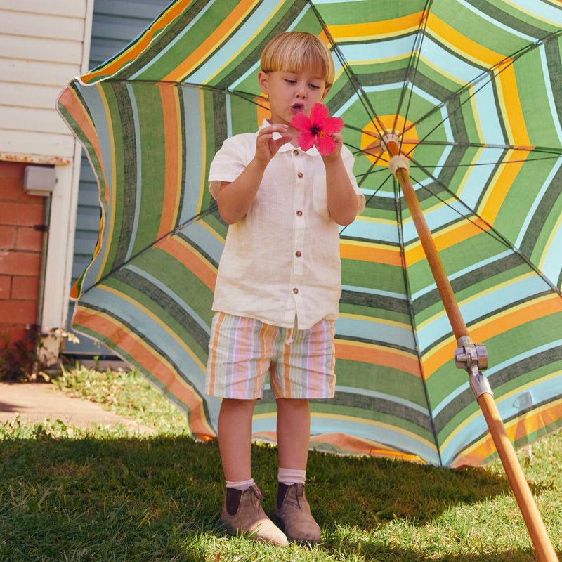 Noah Linen Shorts, Pastel Stripe