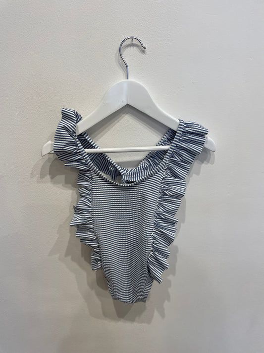 SEED Blue stripe bathers, size 12-18m
