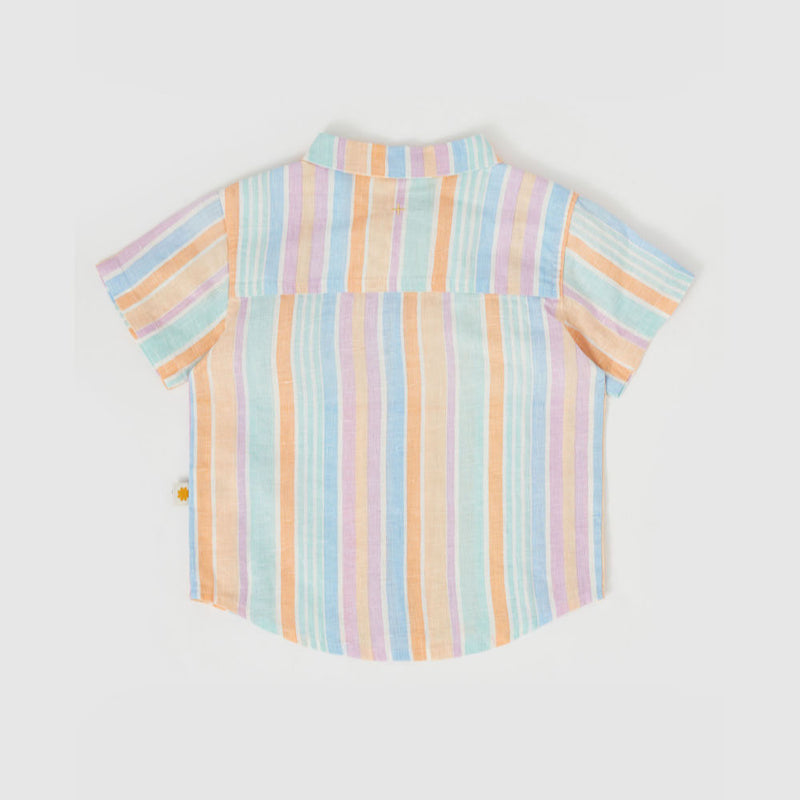 Holiday Linen Shirt, Pastel Stripe