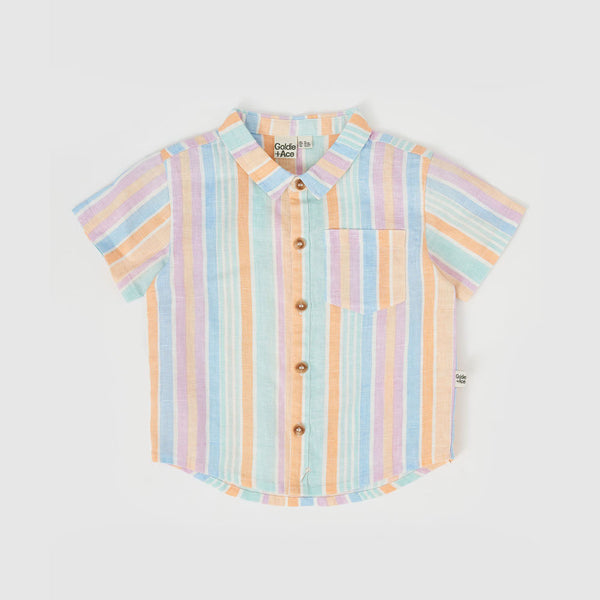 Holiday Linen Shirt, Pastel Stripe