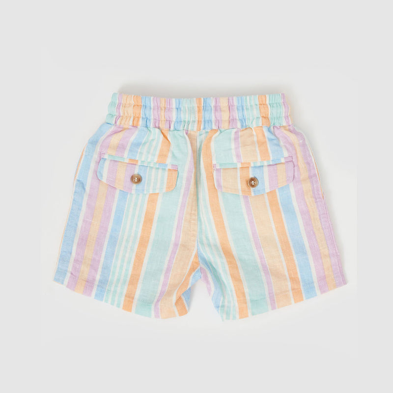 Noah Linen Shorts, Pastel Stripe