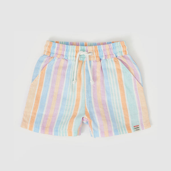 Noah Linen Shorts, Pastel Stripe