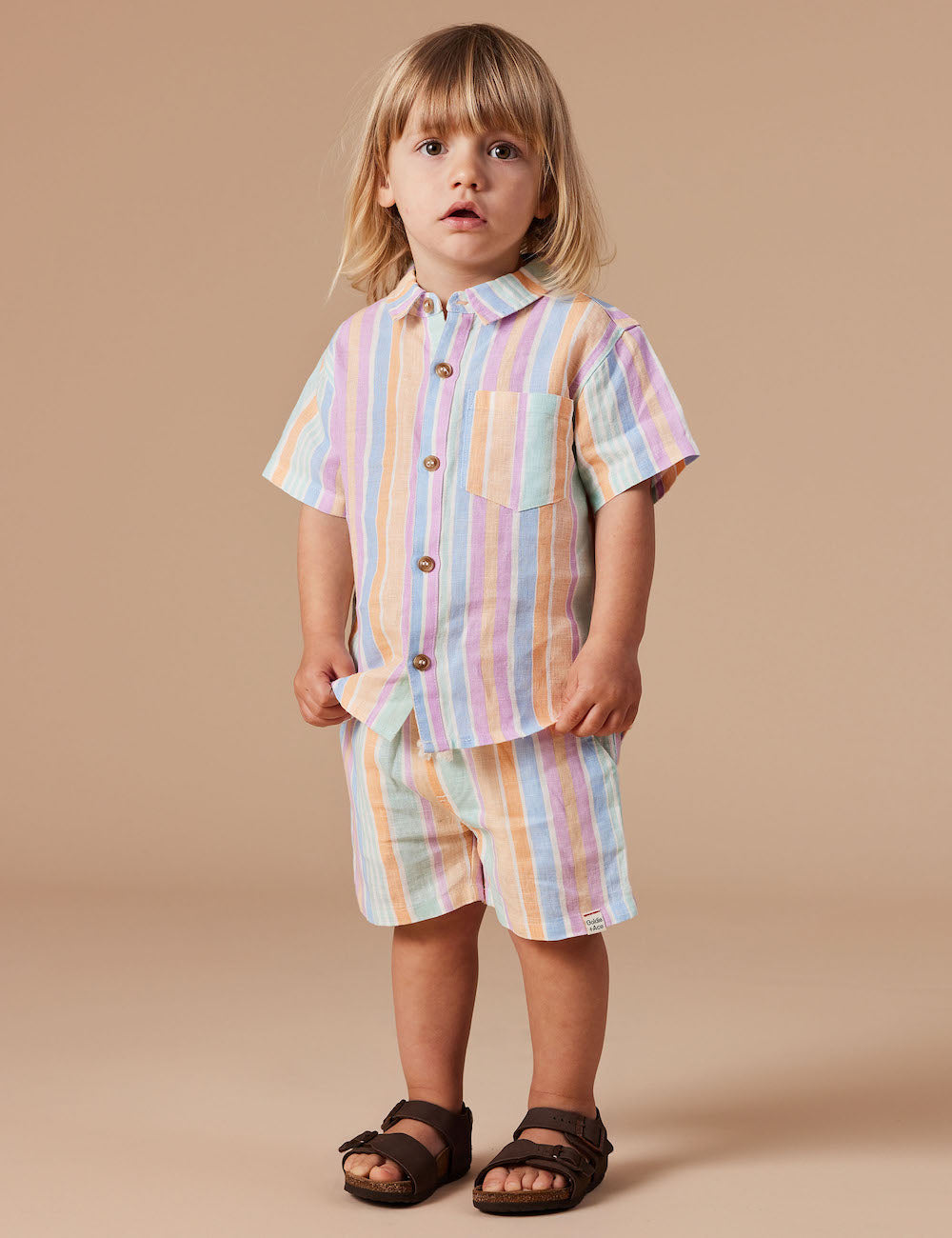 Noah Linen Shorts, Pastel Stripe