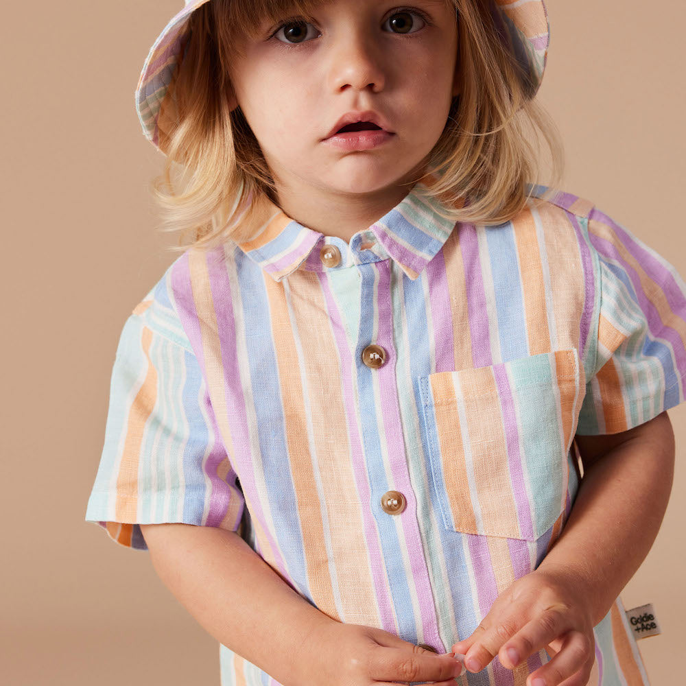 Holiday Linen Shirt, Pastel Stripe