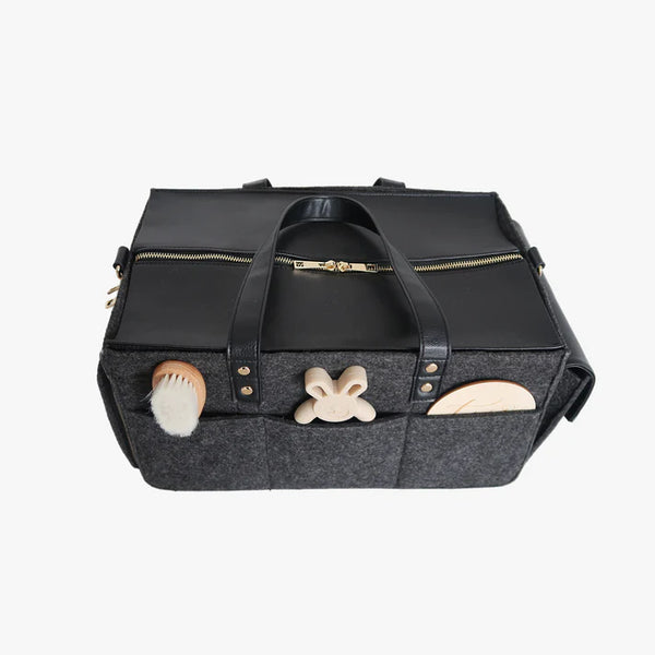 The Caddy Bag -  Vegan Leather Top, Black and Grey