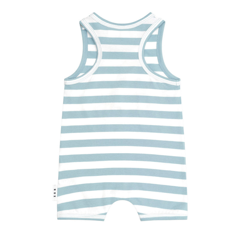 Construction Dinos Stripe Sleeveless Romper