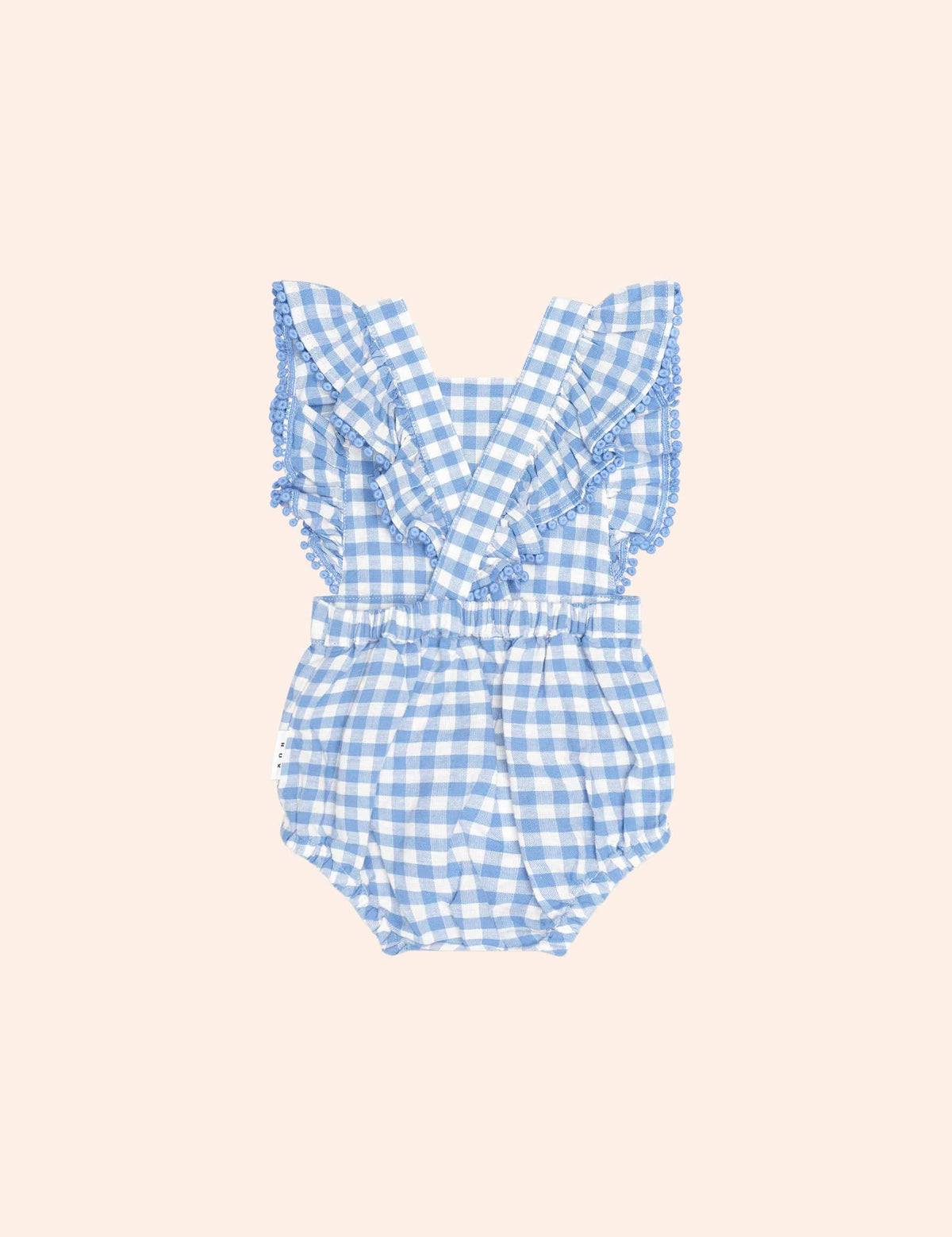 Dusty Blue Gingham Bow Playsuit