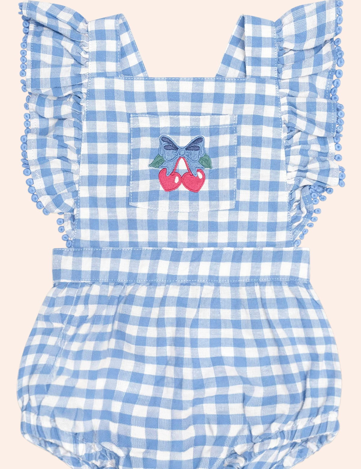 Dusty Blue Gingham Bow Playsuit