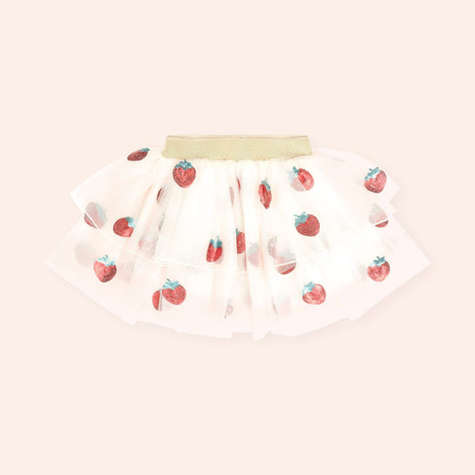 Sequin Strawberry Tulle Skirt