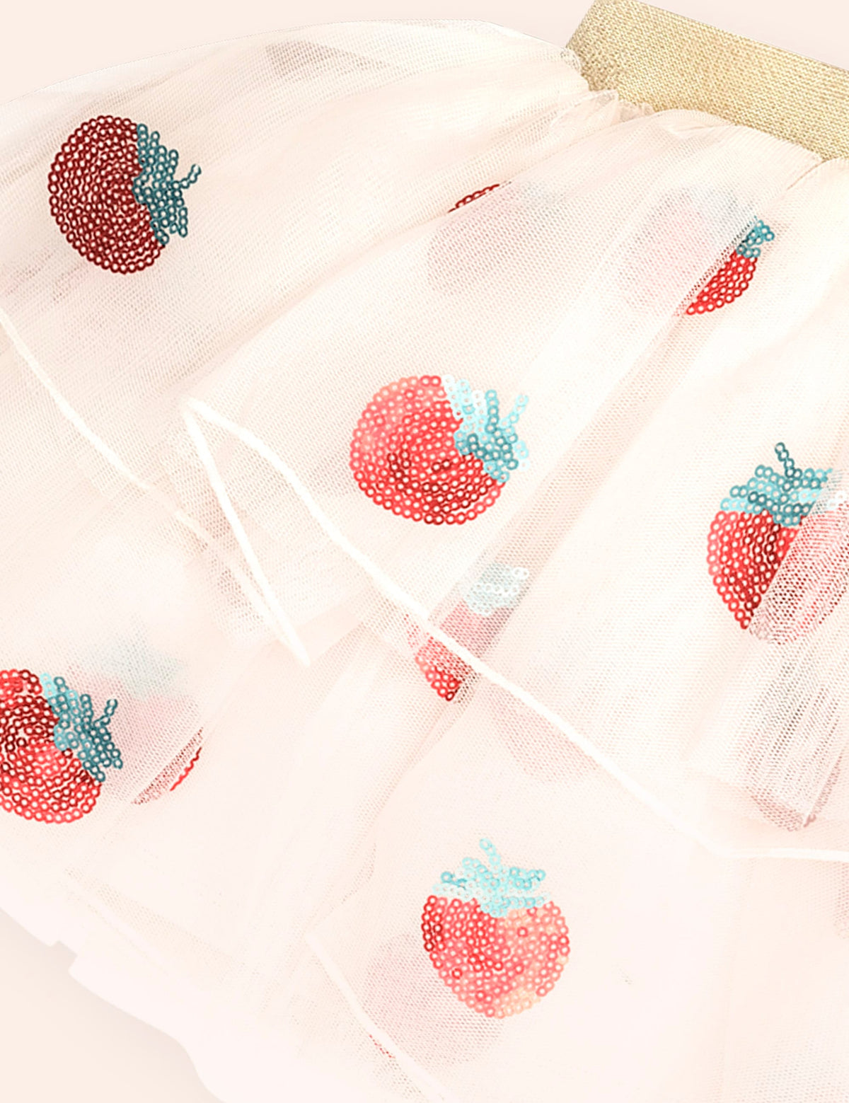 Sequin Strawberry Tulle Skirt
