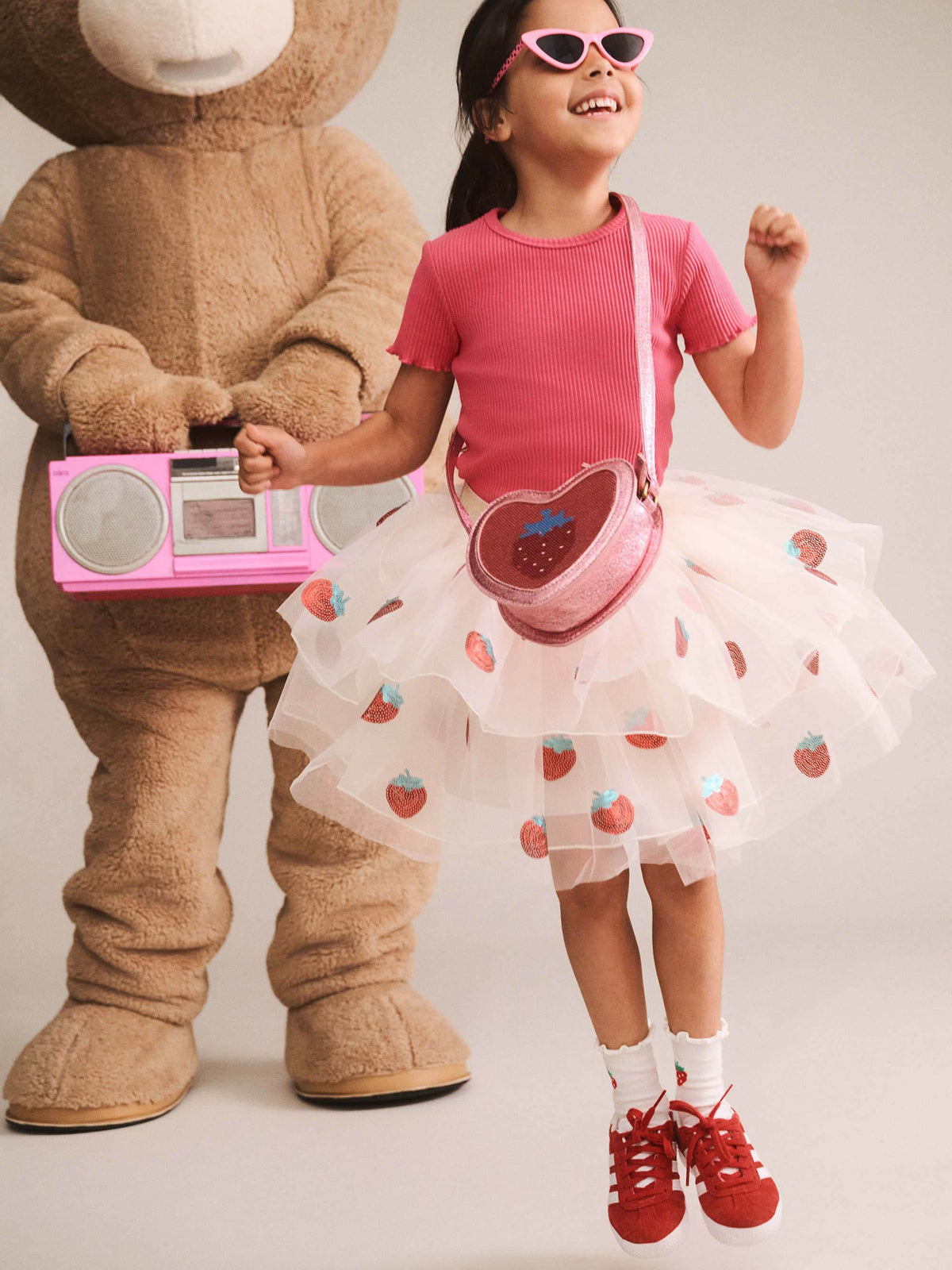 Sequin Strawberry Tulle Skirt