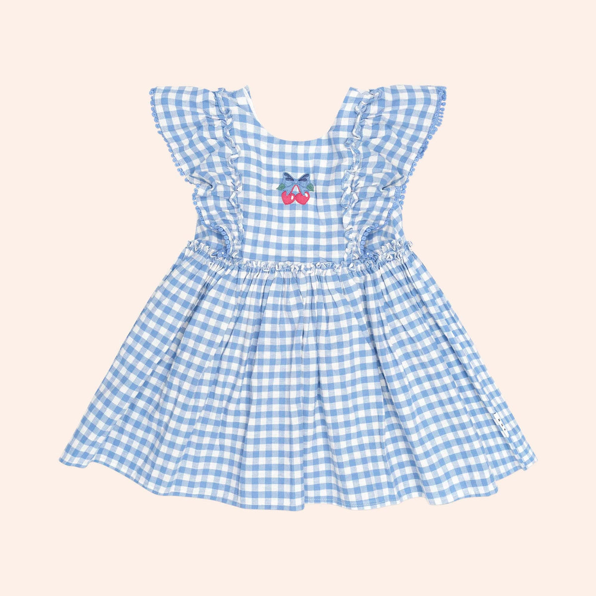 Dusty Blue Gingham Bow Dress