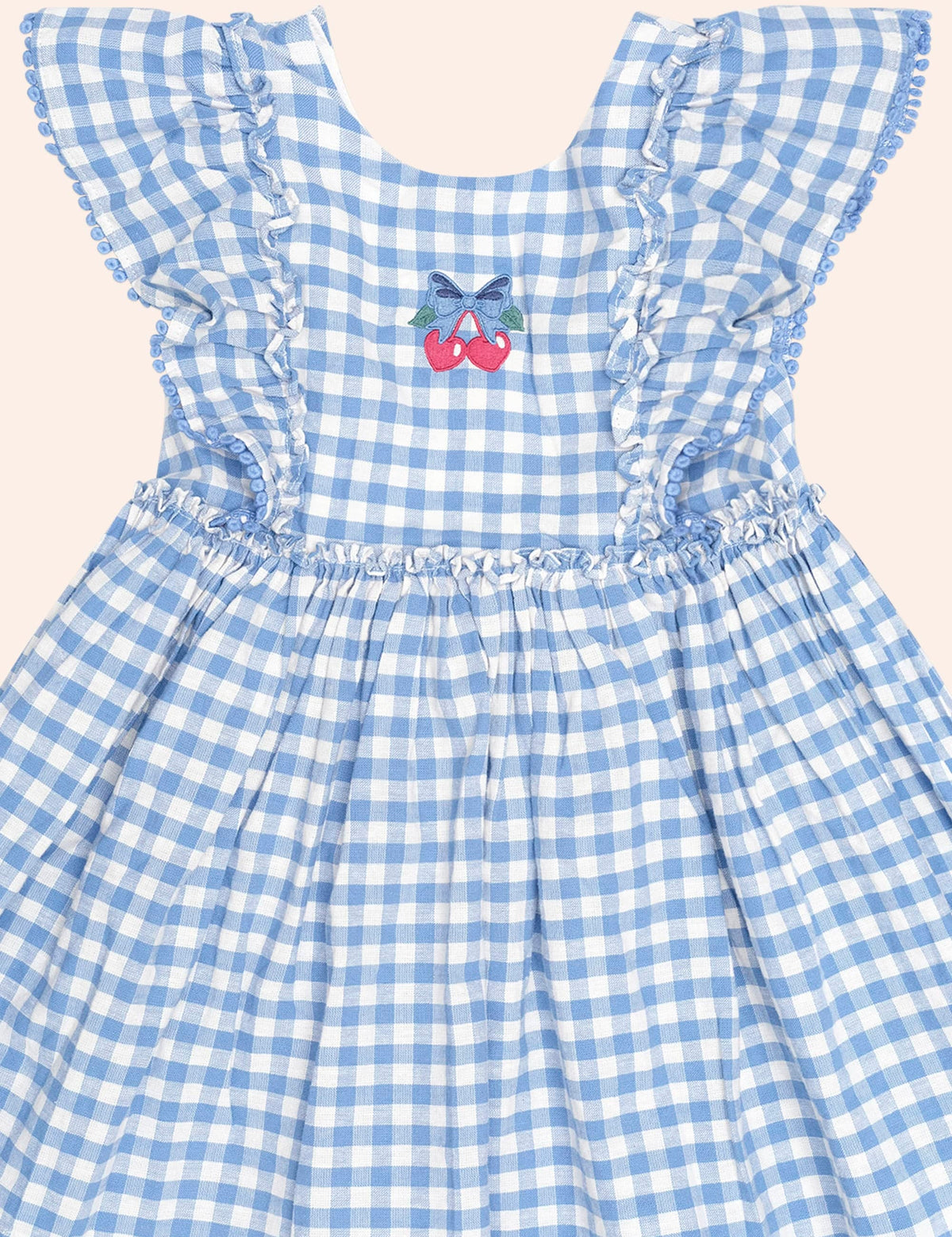 Dusty Blue Gingham Bow Dress