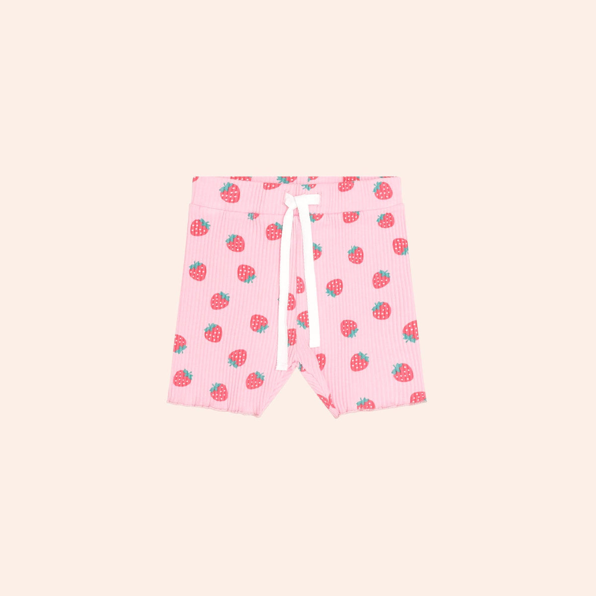 Strawberry Print Rib Bike Short