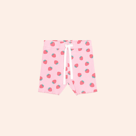Strawberry Print Rib Bike Short