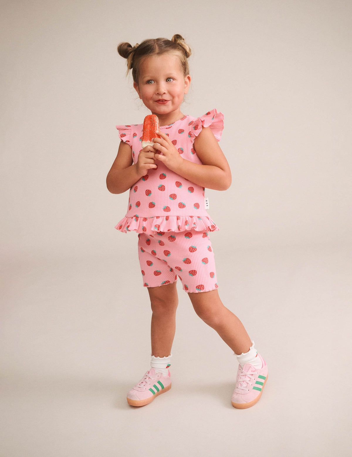 Strawberry Print Rib Bike Short