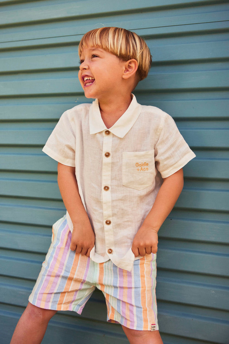 Noah Linen Shorts, Pastel Stripe