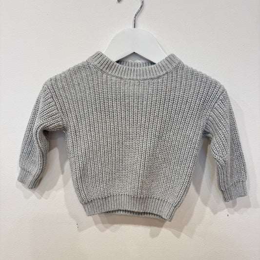 PETIT CO. Grey Knitted Cotton Jumper, 3-6m