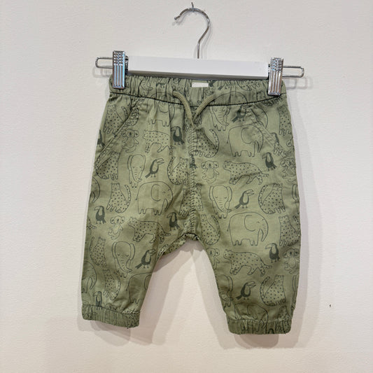 H&M Green animal pants, 4-6m