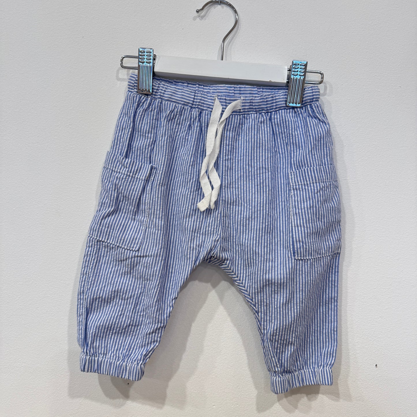 H&M Blue Striped Pants, 4-6m