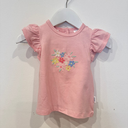 SPROUT Pink flower t-shirt, 0-3m