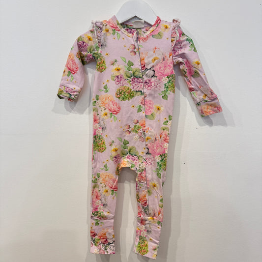MILKY Pink floral onesie, 6-12m