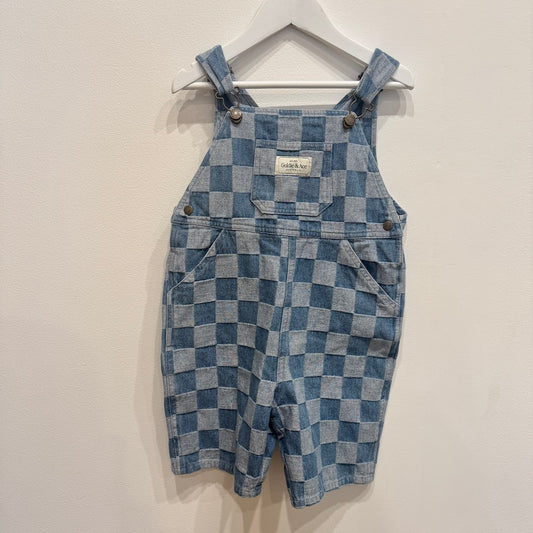 GOLDIE + ACE Check Denim Shortalls, size 4