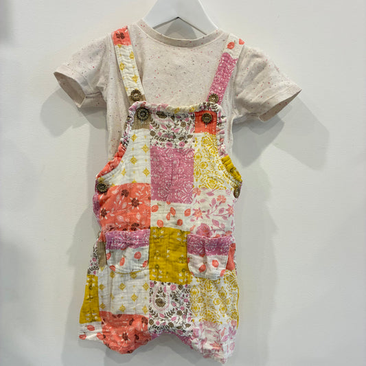 PUREBABY Patchwork overalls + tee, 18-24m