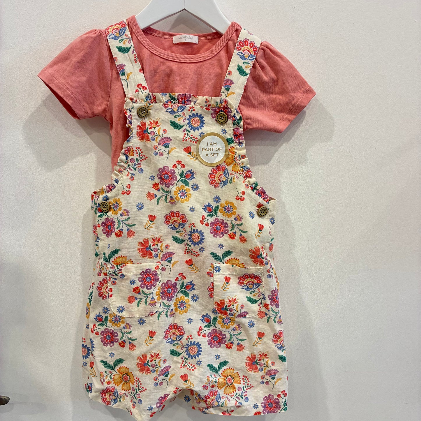 PUREBABY Floral overalls set, 4