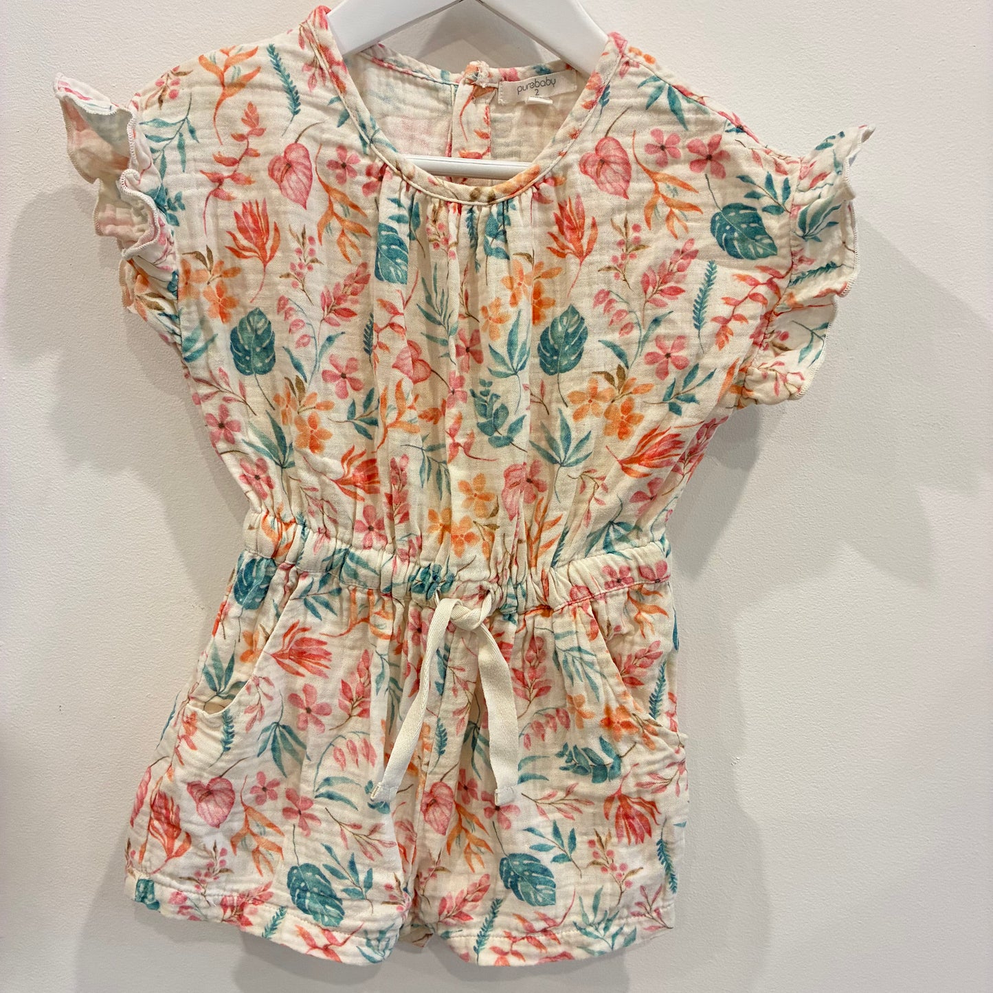 PUREBABY Floral jumpsuit, 18-24m