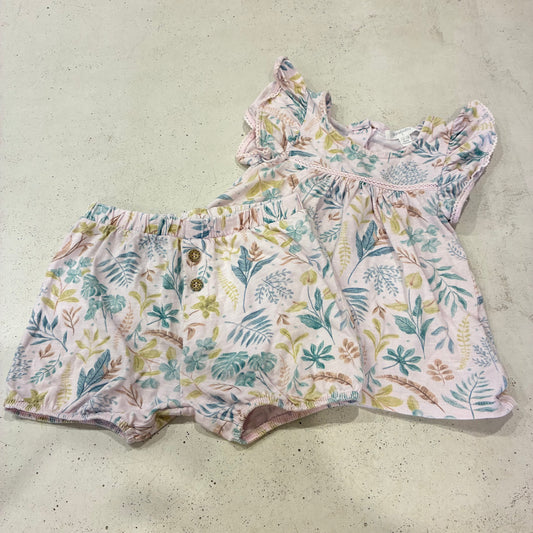 PUREBABY Pink leaf print set, 1