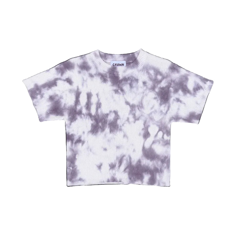 Organic Knitted Tie Dye Rib Tee, Grape