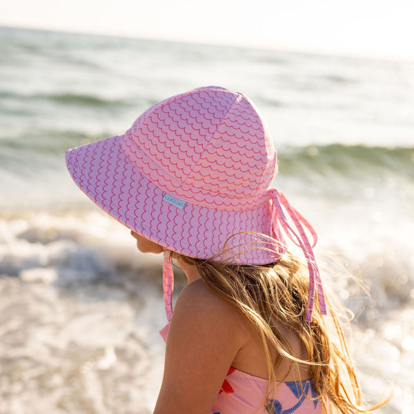 Pink Waves Wide Brim Swim Hat