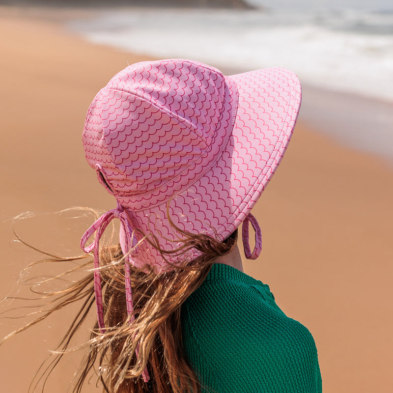 Pink Waves Wide Brim Swim Hat