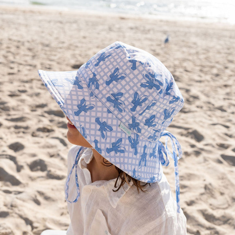 Blue Lobster Wide Brimmed Swim Hat