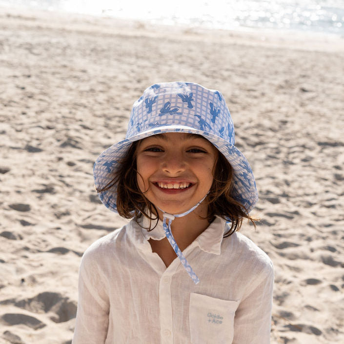 Blue Lobster Wide Brimmed Swim Hat