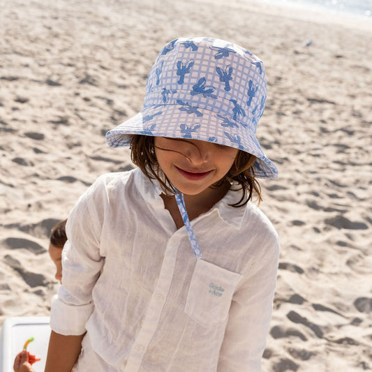 Blue Lobster Wide Brimmed Swim Hat