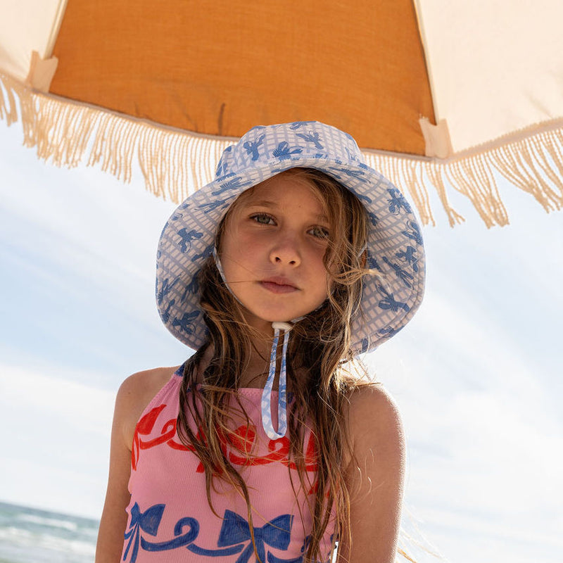 Blue Lobster Wide Brimmed Swim Hat