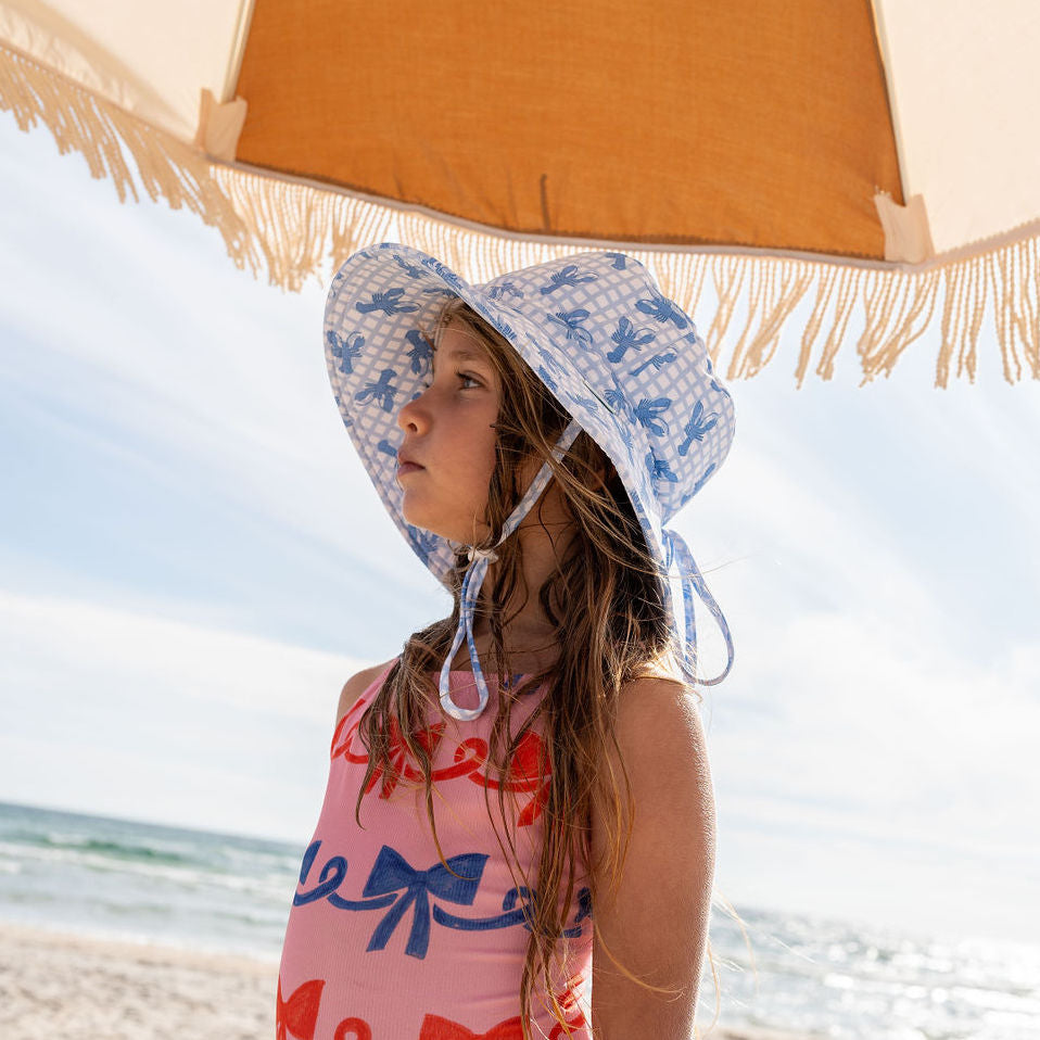 Blue Lobster Wide Brimmed Swim Hat