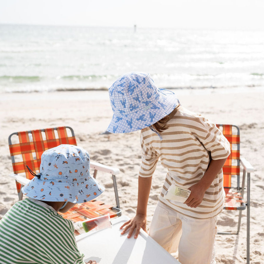 Blue Lobster Wide Brimmed Swim Hat