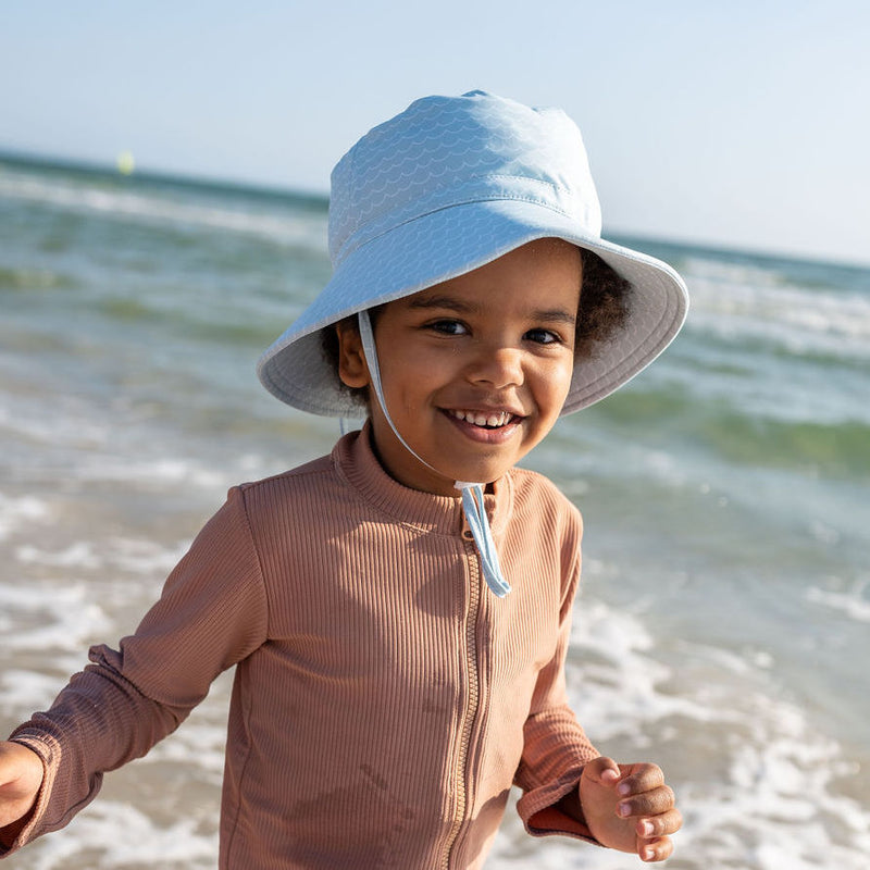 Blue Waves Wide Brim Swim Hat