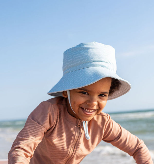 Blue Waves Wide Brim Swim Hat