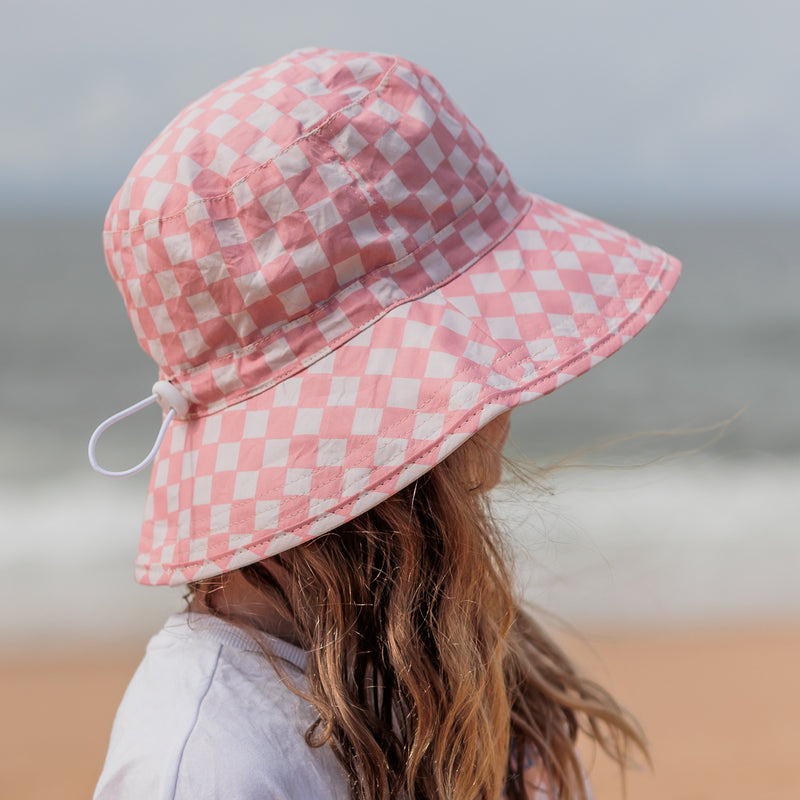 Pink Checks Broad Brimmed Bucket Hat