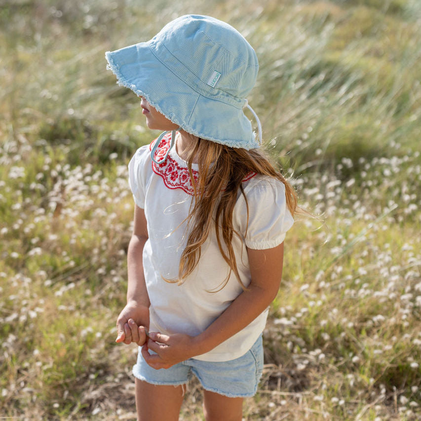 Seafoam Frayed Bucket Hat